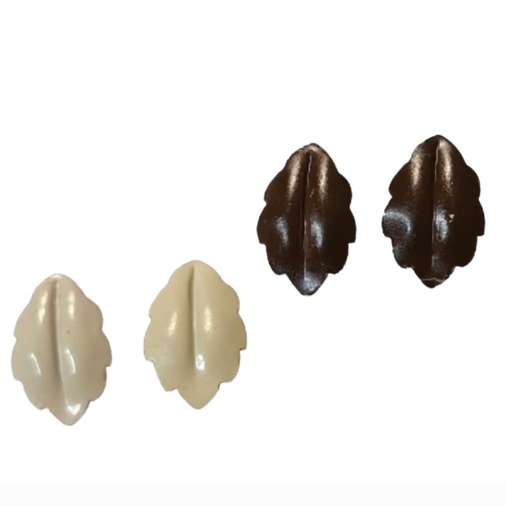Pair of Leaf Pierced Earrings.  2 pairs cream and brown